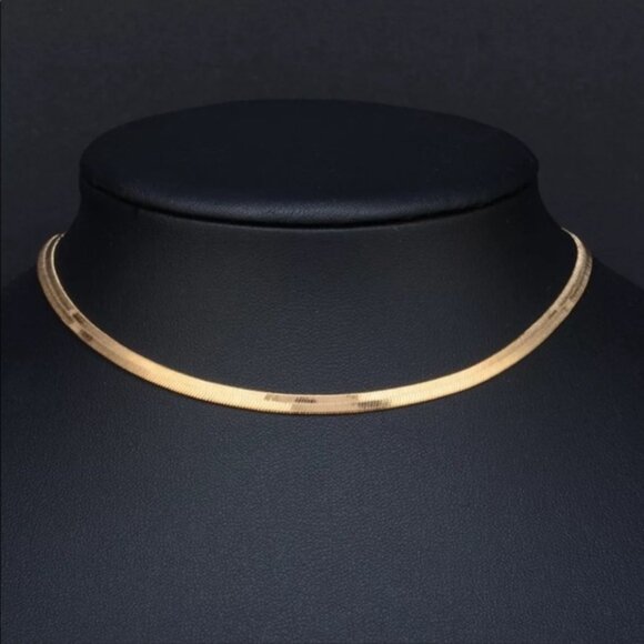 18” NEW GOLD HERRINGBONE SNAKE LINK CHAIN NECKLACE, NICE NECKLACE, CUTE NECKLACE - Picture 7 of 7